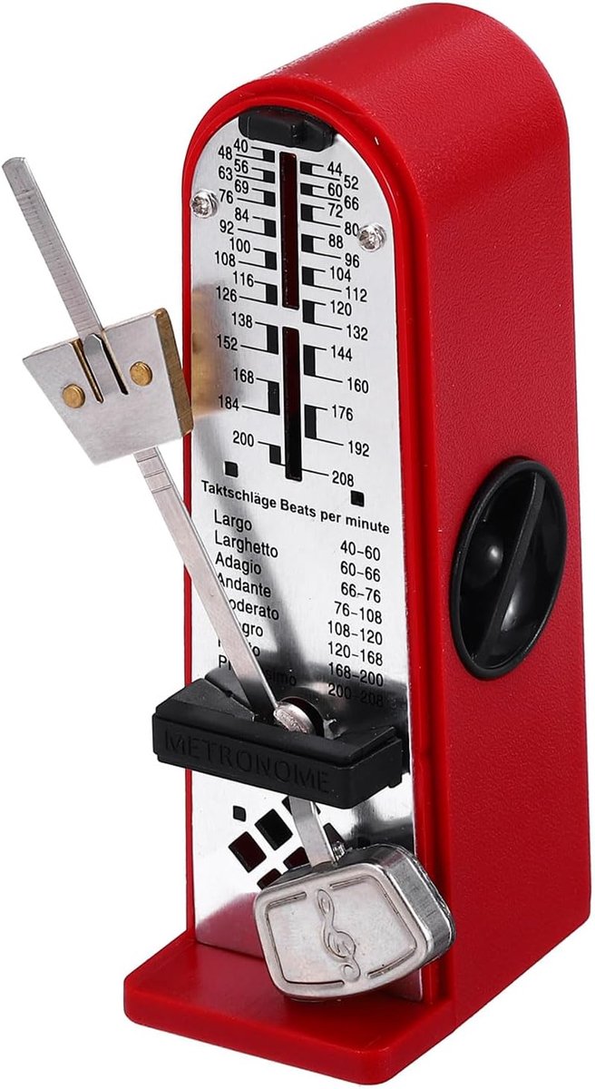 Thijox - Mini Mechanische Metronoom, Hoge Precisie Muzikale Chronometer voor Piano, Gitaar, Viool en Ukelele Spelers, Rood, Ideaal voor Beginners en P