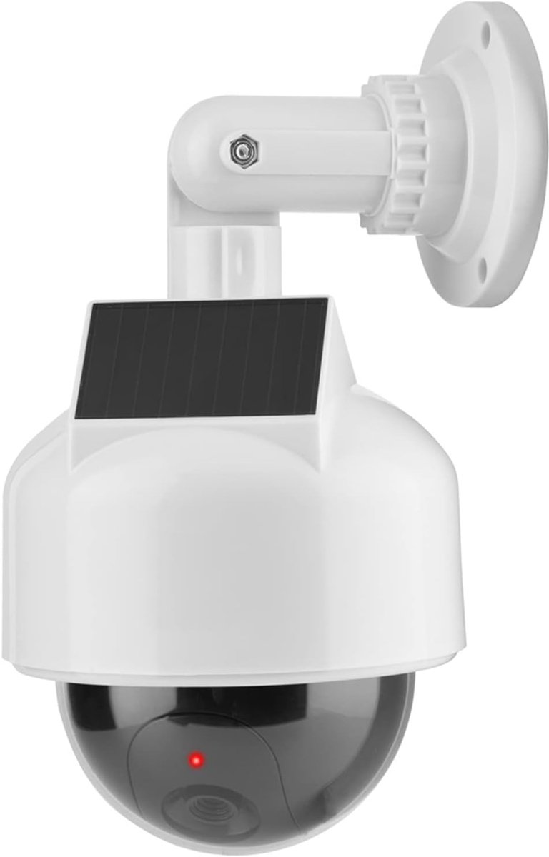 SnelShoppen - Simulated Surveillance Camera, Dummy Camera, Realistische Domevorm, Solar Powered, Waterproof, LED Licht voor Binnen en Buiten, Veilige