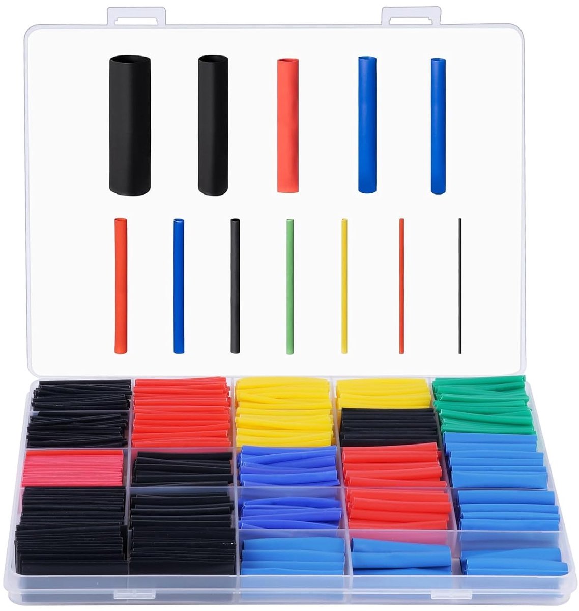 SnelShoppen - 800-delige Warmte Krimp Buizen Set, 1-13 mm Diameter, Waterdichte Kabel Krimp Tubes, 2:1 Verhouding, 5 Kleuren, 12 Maten voor Elektrisch