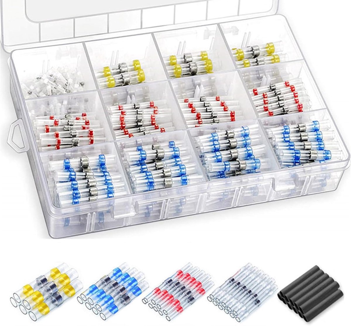 SnelShoppen - Solder Connectors 400 Stuks - Heat Shrink Connectors Waterdicht Set - Transparante Compressie Connectoren voor Auto, Boot, Caravan, Tuin