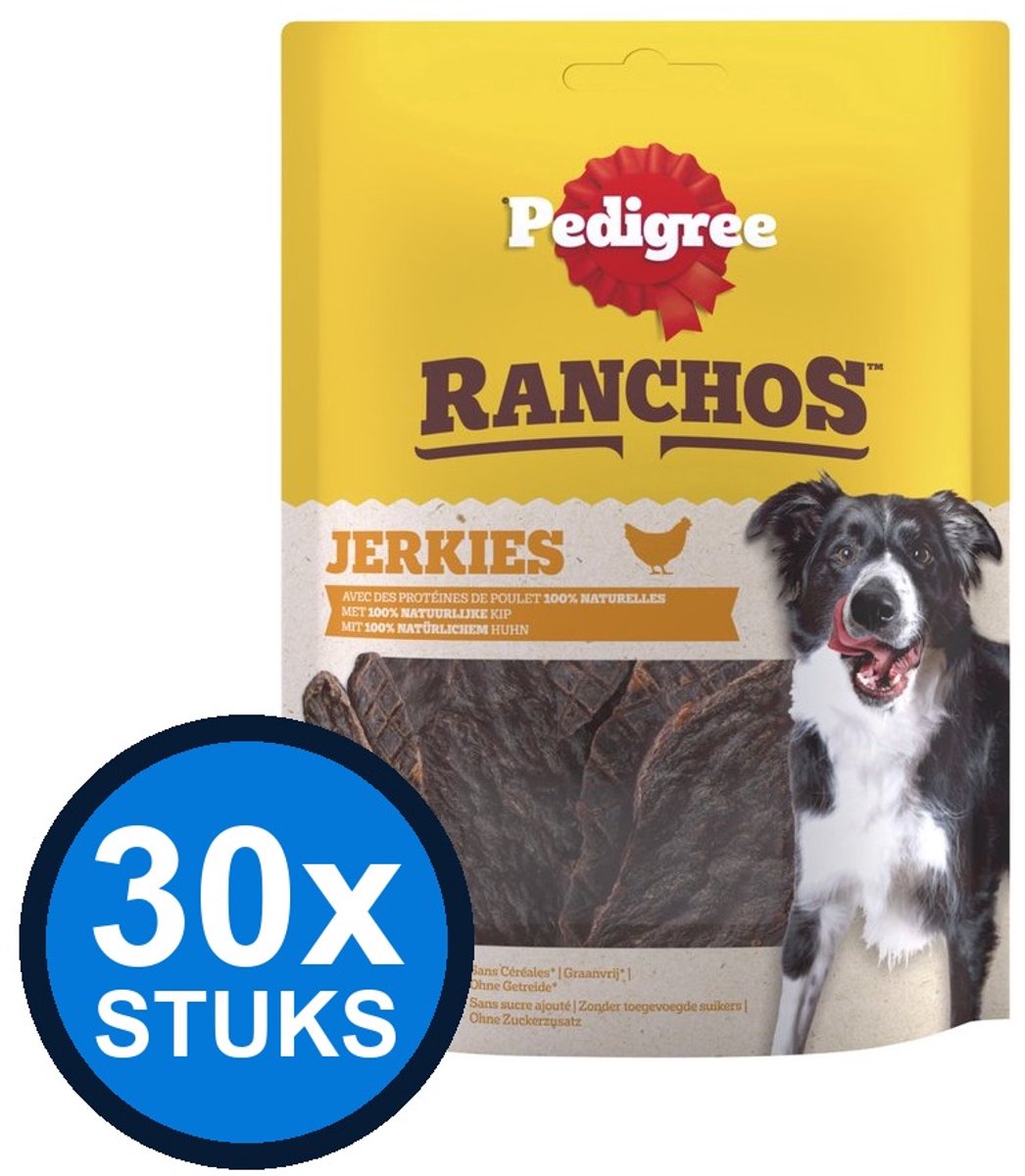 30x Pedigree - Ranchos Jerkies Kip - Hondenvoer Snacks - 70 g