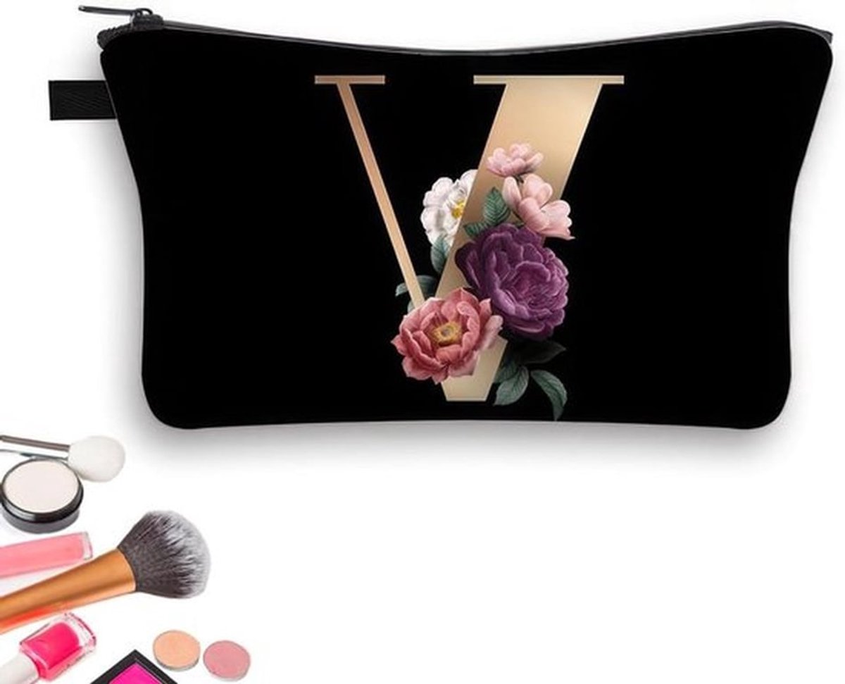 Dailygoods- Make-uptas Gepersonaliseerd - Clutch Zwart - Make-uptas met Spiegel