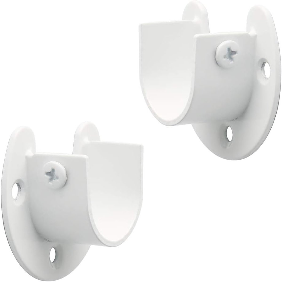 SnelShoppen - U-vormige Gordijnroedehouder 28 mm, Wit, RVS, Set van 2 | Gordijnroedehouder, Douchegordijnroedehouder, Sterke en Duurzame Bevestiging v
