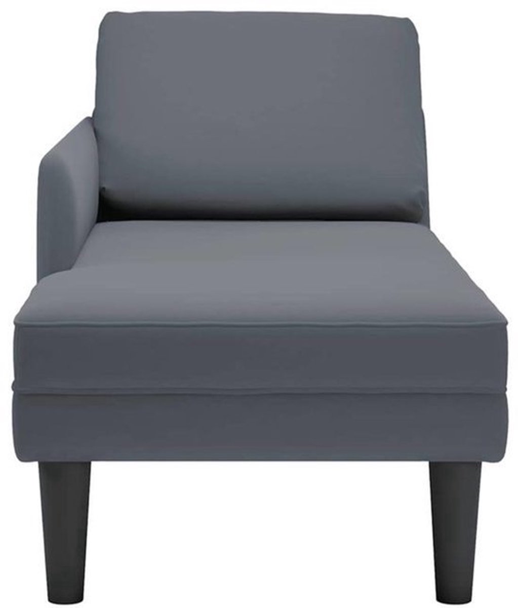 Fauteuil – Relaxstoel – Loungestoel – Leunstoel – Zetel – Donkergrijs Velours – Rechterarm