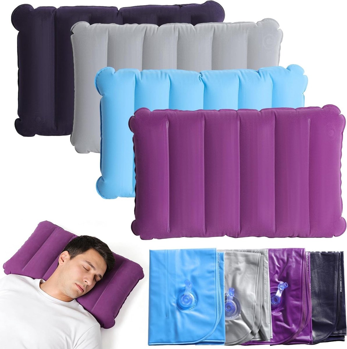 4 Stuks Camping Reiskussen - Zacht Fluwelen Kussen voor Comfortabele Reizen en Outdoor Activiteiten
