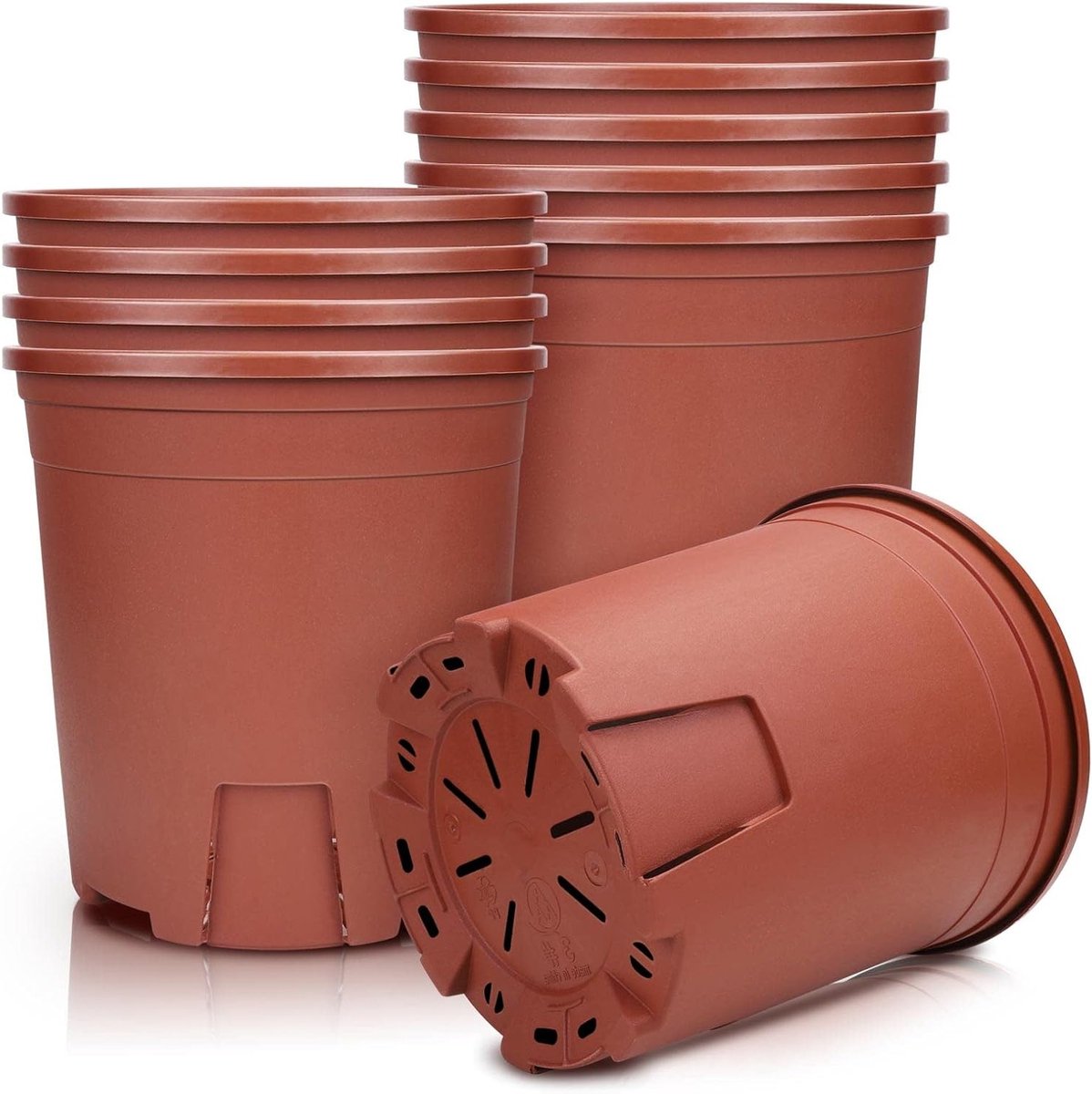 Plastic Plantenpotten Set van 10, Decoratieve Potten voor Binnen en Buiten, Ideaal voor Bonsai, Kruiden en Orchideeën, 16.2 cm
