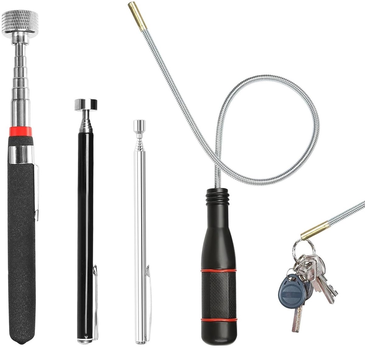 Telescopische Magnetische Staven, 4 Stuks, Flexibele Lifter voor Kleine Objecten, Sterk en Duurzaam, Ideaal voor Magneetwerk en Reparaties