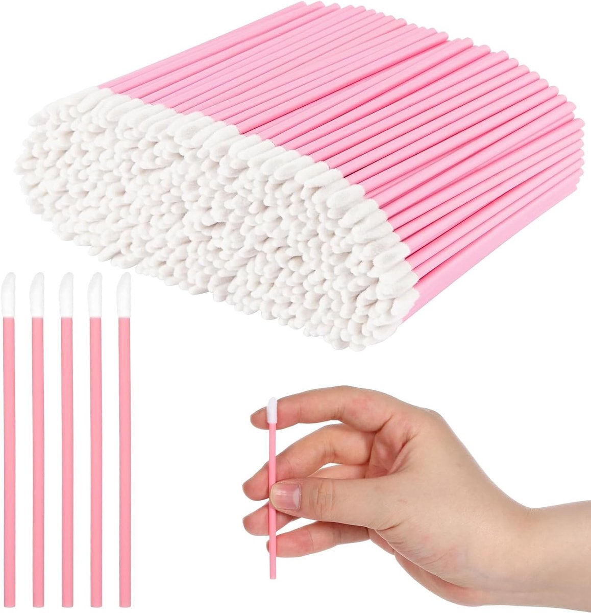 SnelShoppen - 400 Pcs Disposable Lip Brushes, Flocked Applicators voor Schoon en Hygiënisch Gebruik, Perfect voor Lippen, Ogen, Wimpers en Concealer
