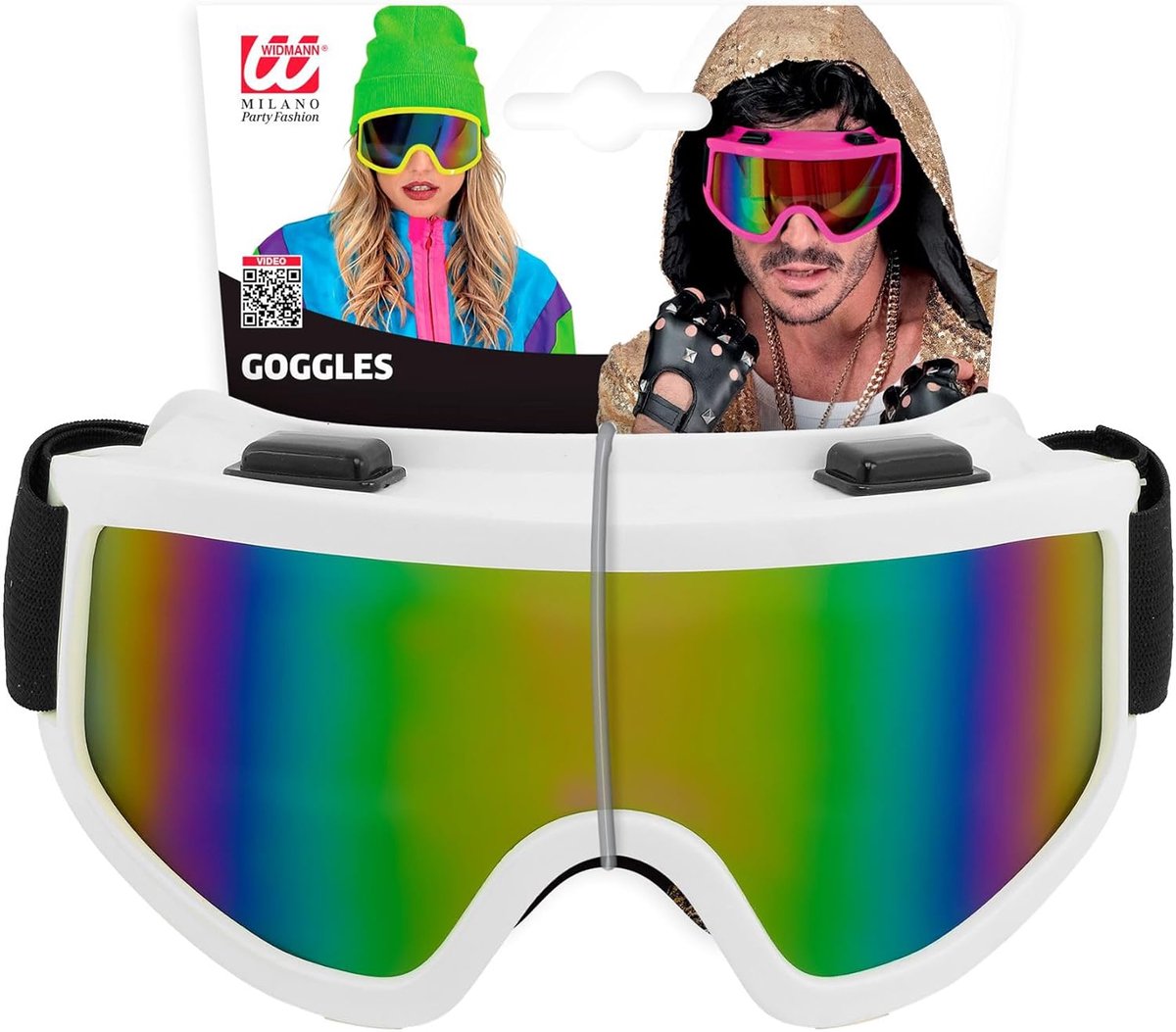 SnelShoppen - Ski Goggles Snowboard Goggles Wit - 80s Carnavalskostuum Accessoire - Verstelbare Ski Bril voor Après Ski Feest