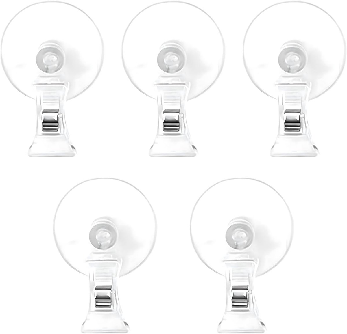 SnelShoppen - Set van 5 Transparante Zuignap Haak Clips voor Ramen, Multi-Functionele Zuignap Haken, Wandbevestiging voor Keuken, Kantoor, Muren, Badk