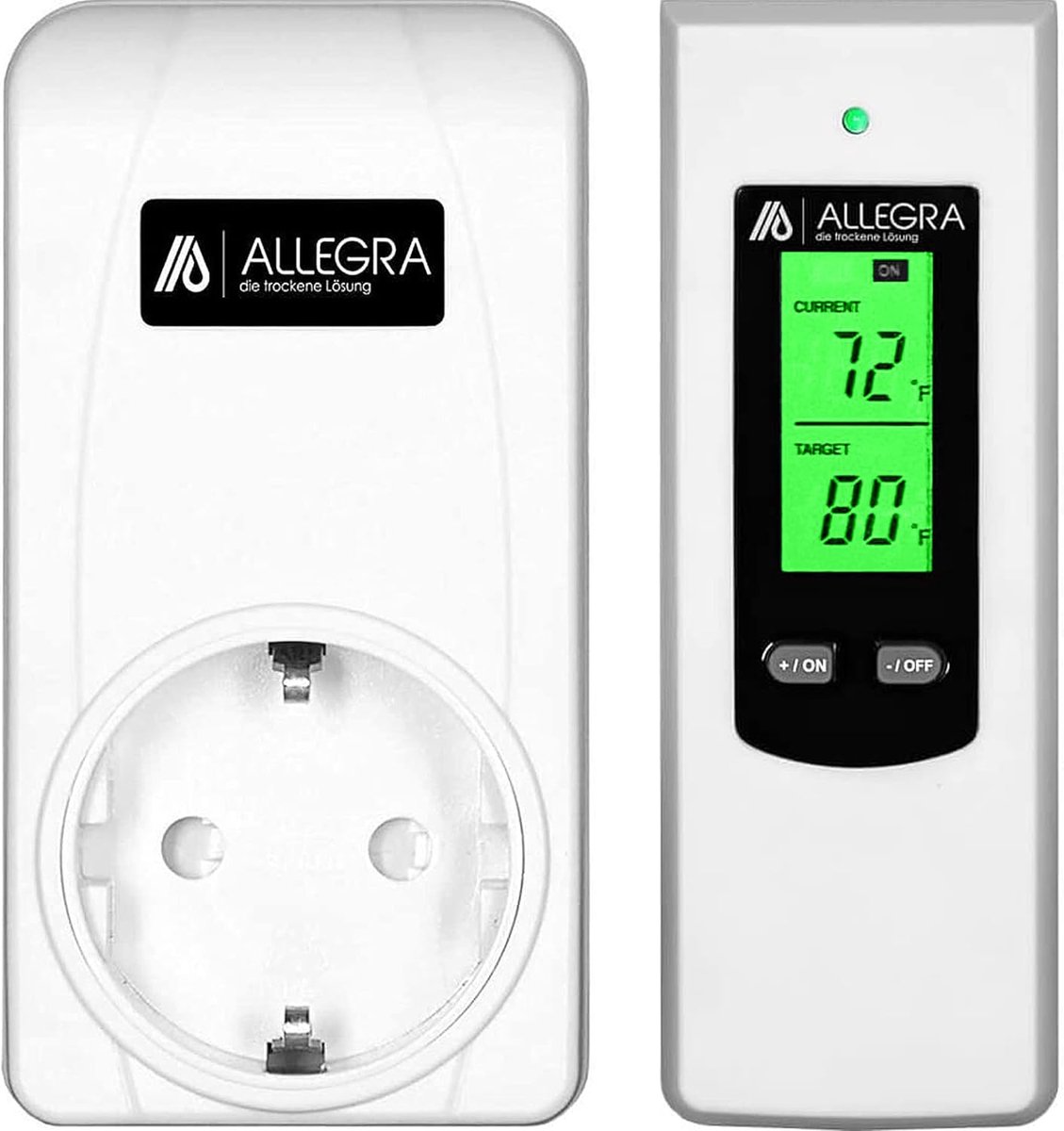 SnelShoppen - Draadloze Thermostaat met Socket, Digitale Temperatuurcontroller voor Verwarming en Koeling, Afstandsbediening met Temperatuursensor, LC