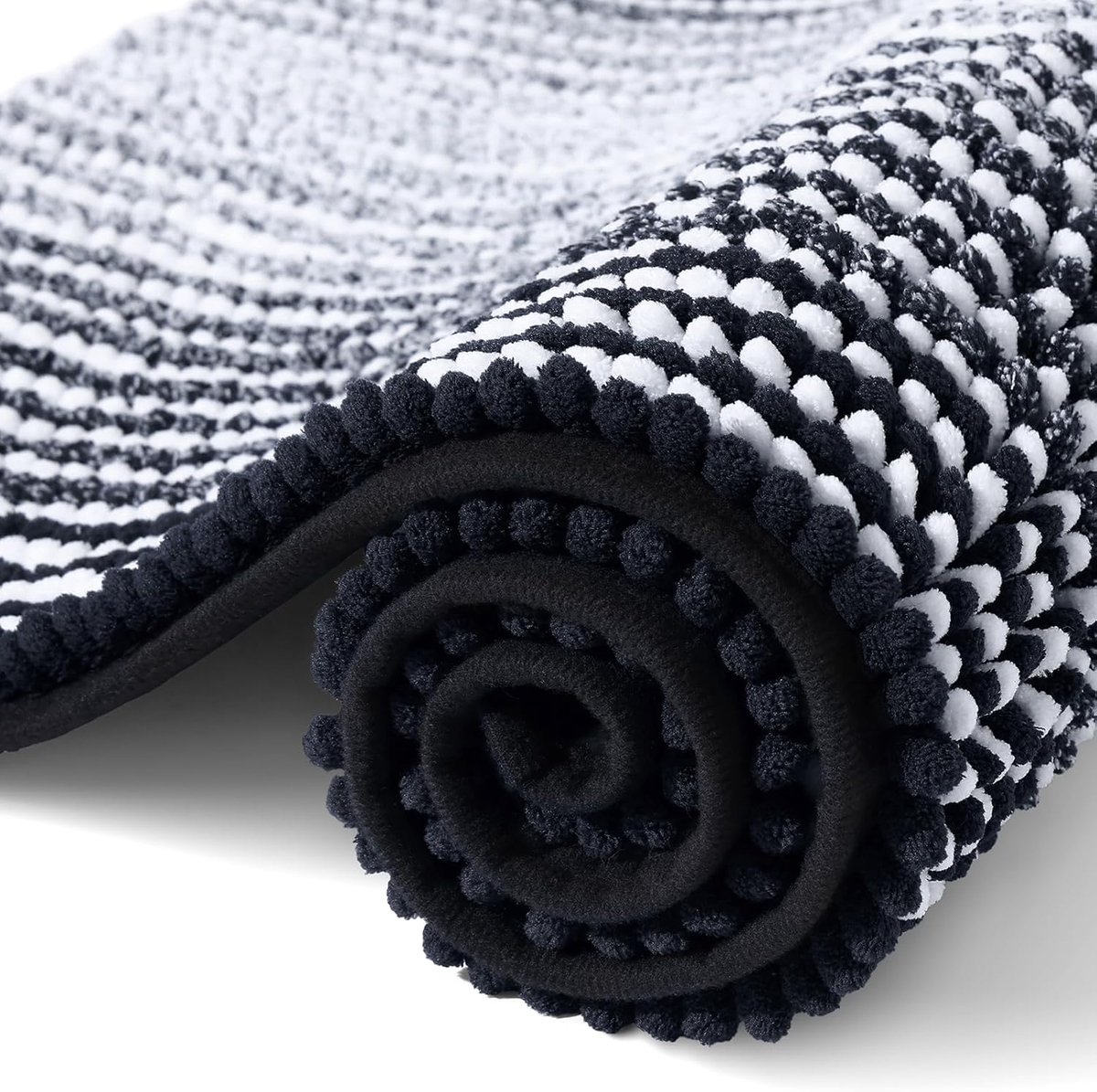 SnelShoppen - Chenille Badmat 40x60cm - Zacht Absorberend Microfiber - Antislip Badkamer Mat - Wasbare Douche Mat - Zwart - Ideaal voor Badkamer en Do