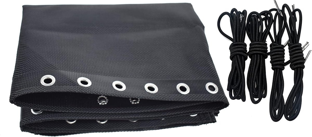 SnelShoppen - Bouncer Vervangdoek met 4 Elastische Touwen, Recliner Vervangset, Zwart, 160 x 43 cm, Duurzaam en Waterdicht voor Tuin en Camping