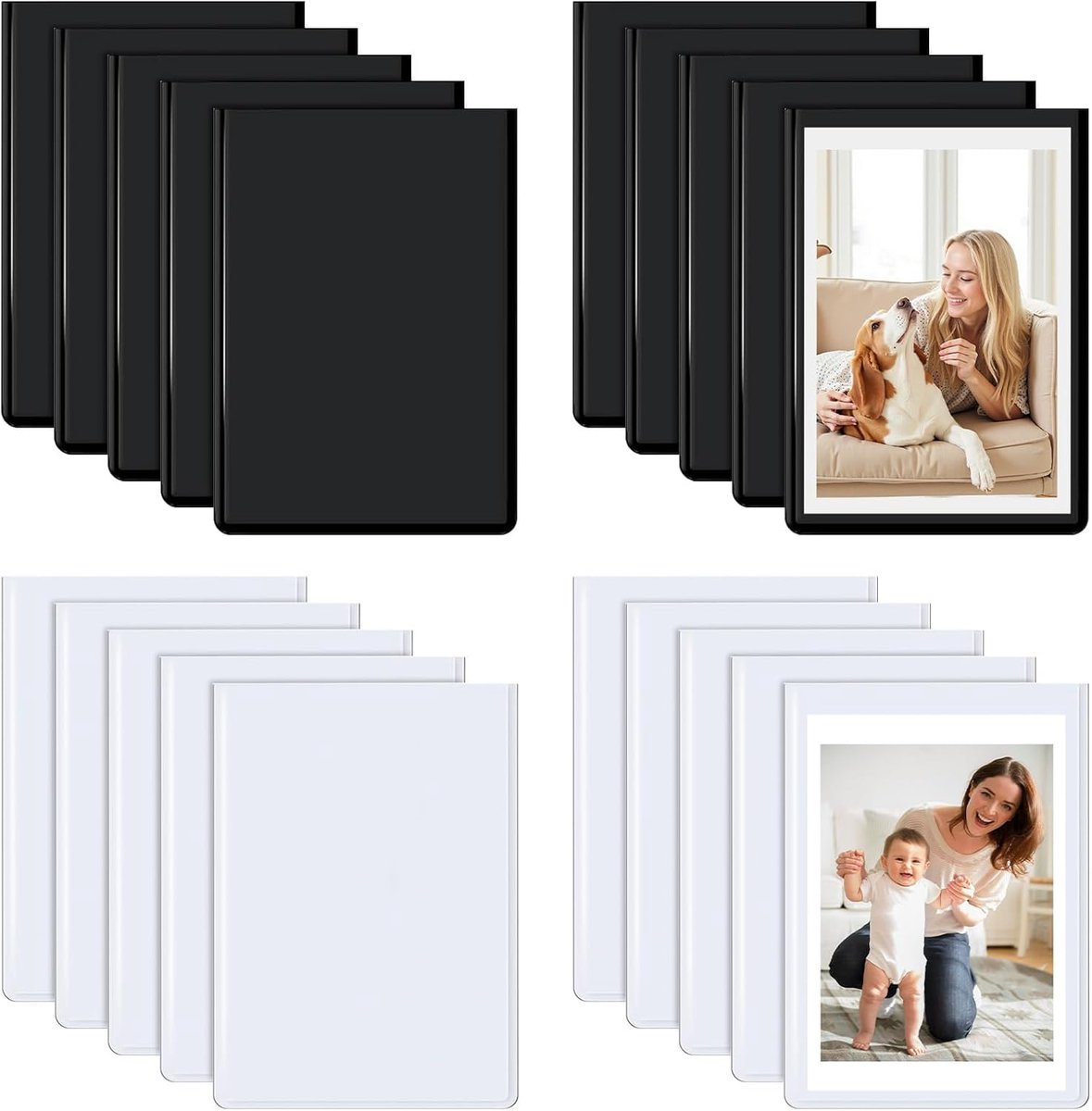 SnelShoppen - Pack van 20 Magnetische Foto Frames 5.5 x 8.5 cm, Duurzaam PP, Flexibele Magneet, Ideaal voor Koelkast, Postkaarten en Mini Foto's