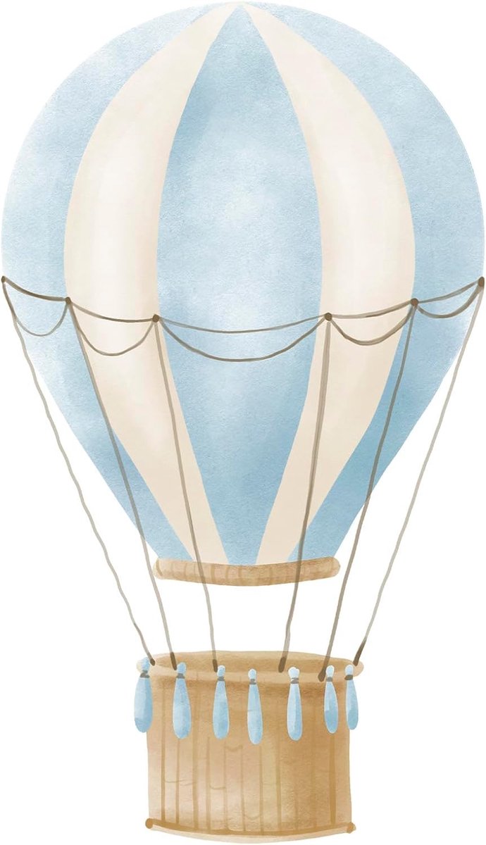 SnelShoppen - Set van 2 Muurstickers Luchtballonnen voor Kinderen - Waterverf Balloon Blauw - Ideaal voor Babykamer en Kinderkamer - Makkelijk Aan te