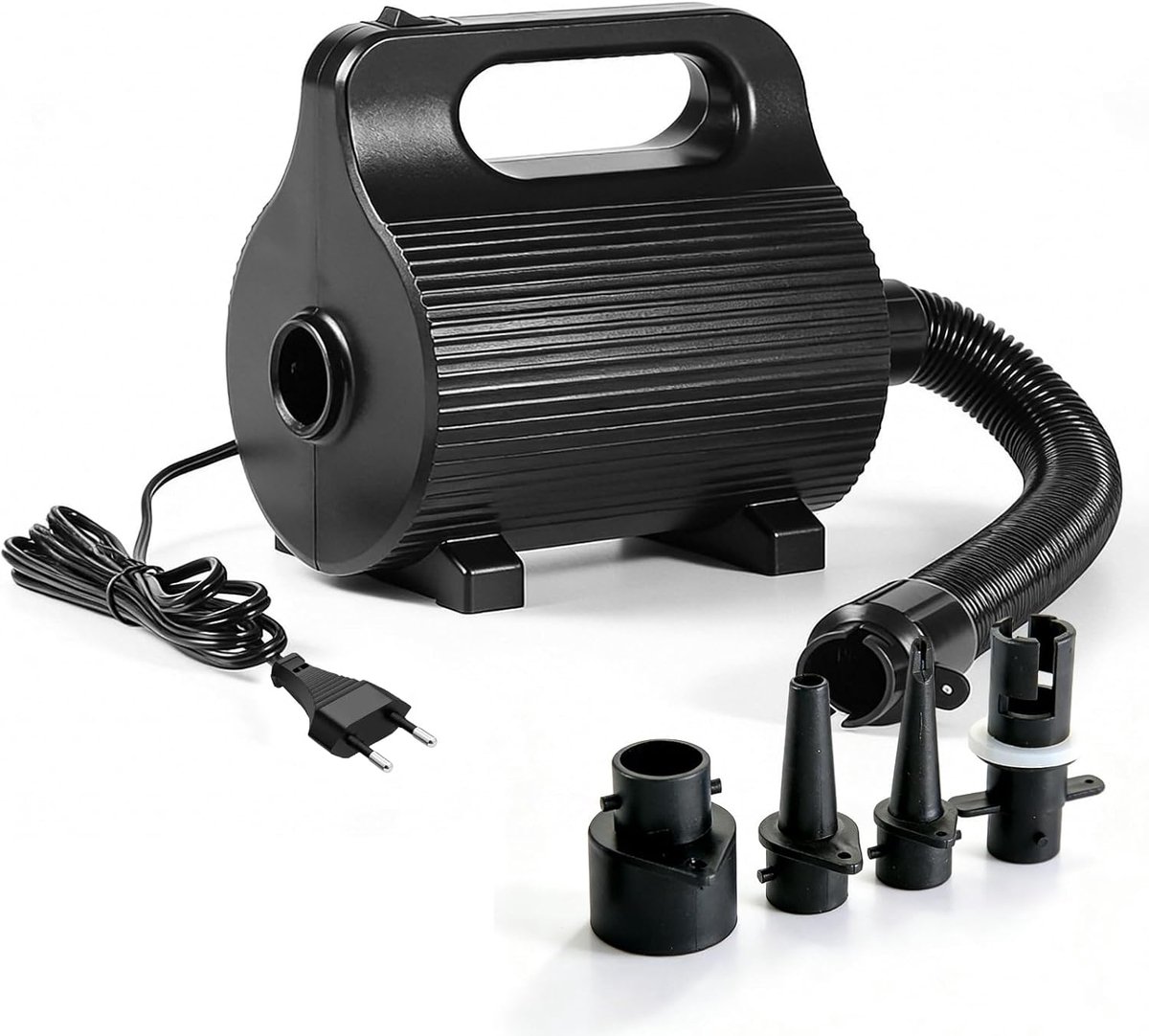 SnelShoppen - Elektrische Opblaasbare Matraspomp 400W-600W - Draagbare Luchtbedpomp met 4 Sproeiers voor Zwembad, Matras, Zwemband - Ideaal voor Campi
