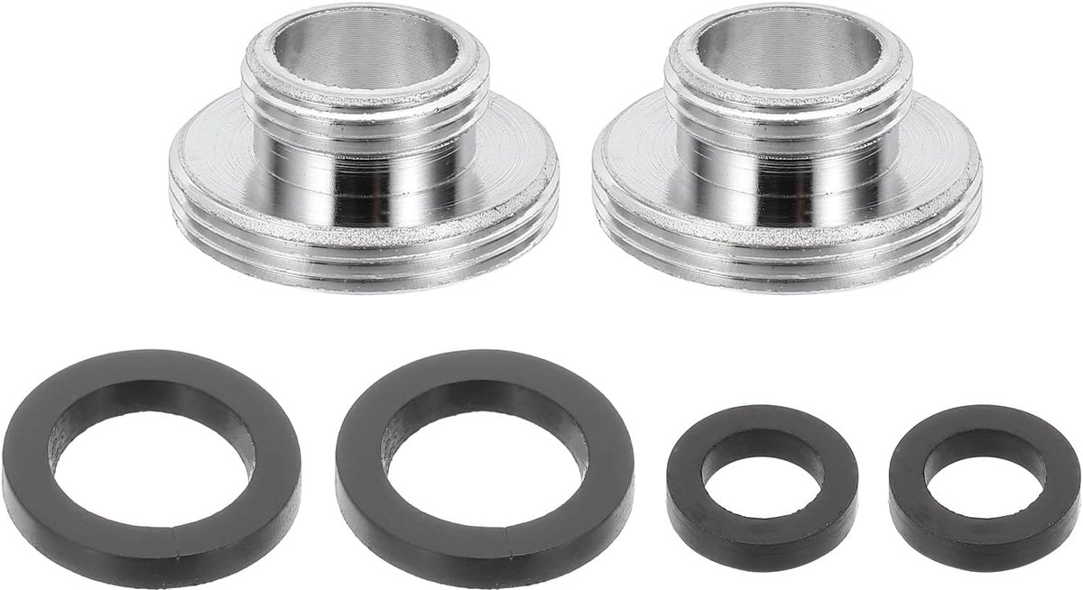 SnelShoppen - 2x Waterkraan Jet Regulator Adapter M14 naar M22 met Seals - Messing, Duurzaam, Voor Tuin, Keuken, Camping - 10mm Lengte