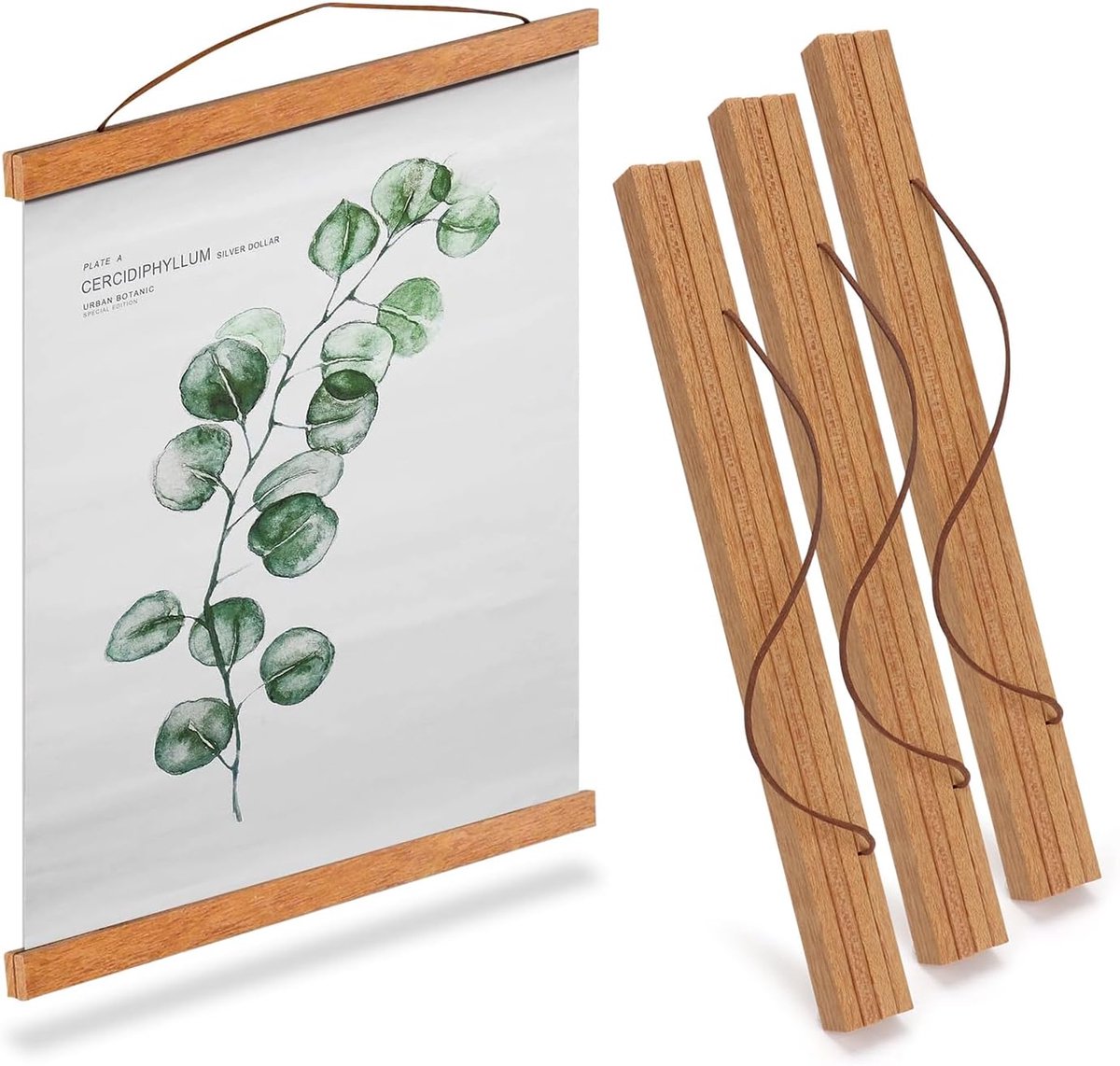 SnelShoppen - 3 Stuks Magnetische Posterrails A3 Hout 30 x 40 cm - Posterhanger voor Foto's en Posters, Ideaal voor Thuis, Kantoor, School, en Decorat