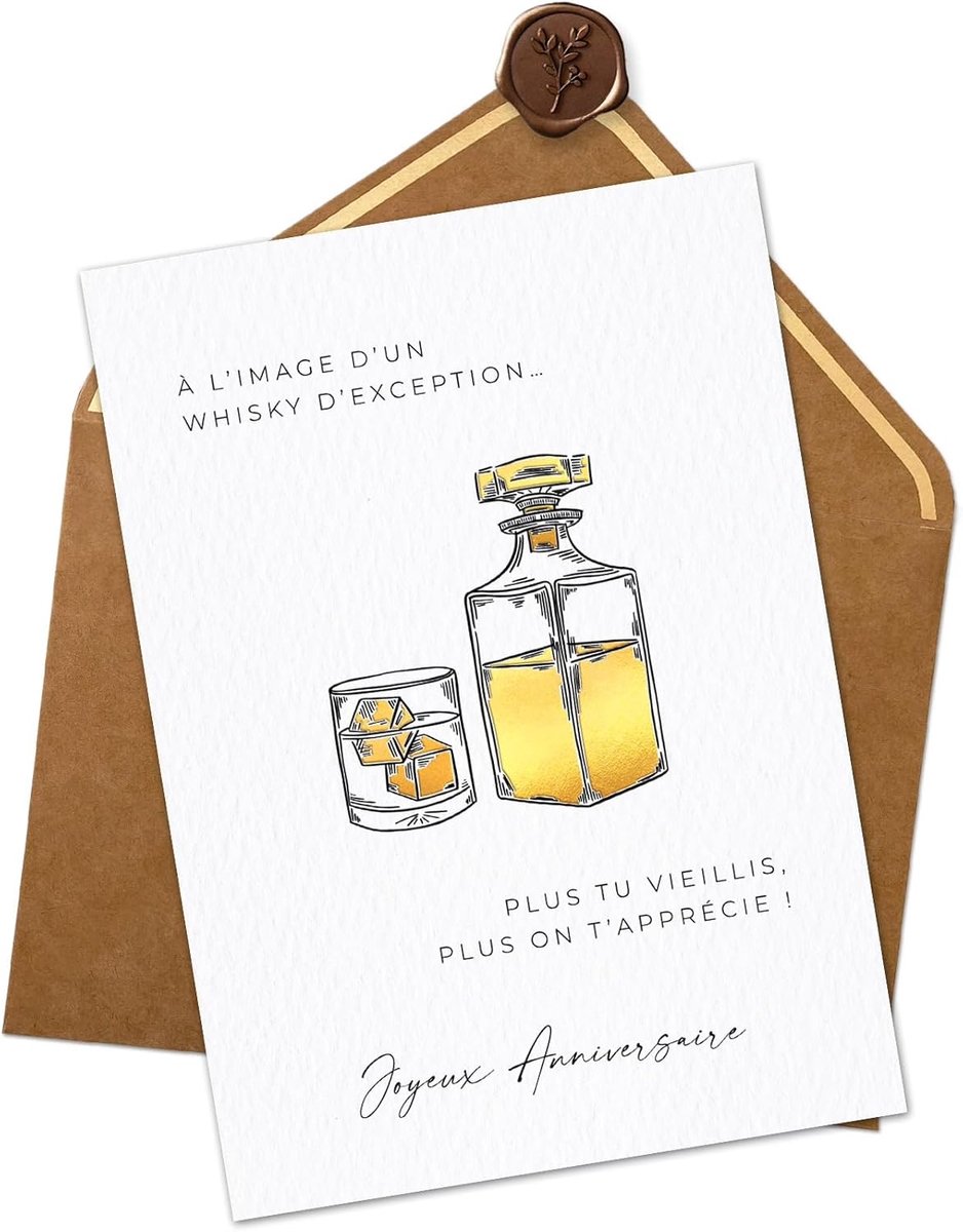 SnelShoppen - Joli Coon Grappige Verjaardagskaart - Happy Birthday met Envelop en Waszegel - Uniek en Elegante Kaart van 350 Gram Creatief Papier voor