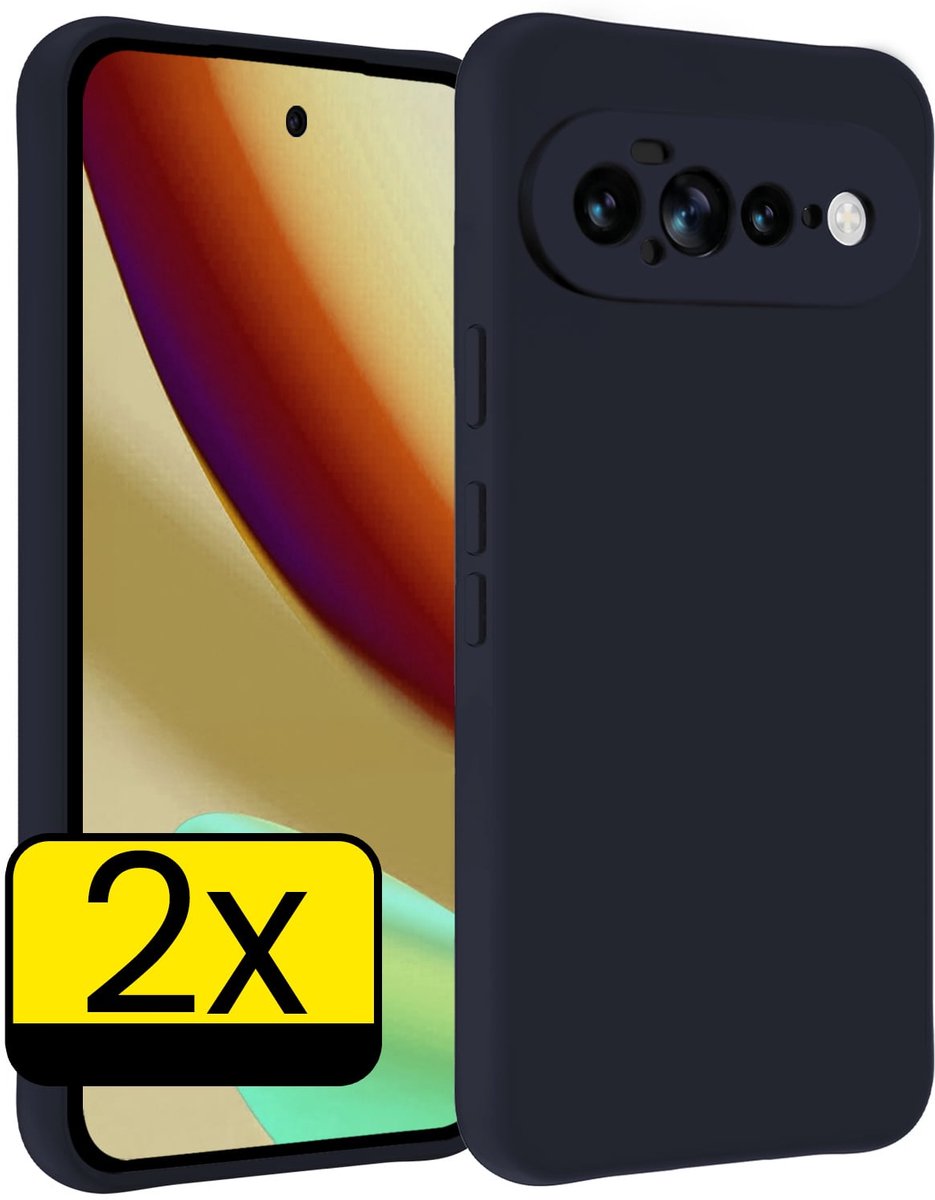 Hoesje - 2 Stuks - Geschikt voor Google Pixel 11 Pro XL - Sterk & Shockproof - Case Siliconen - Back Cover - Telefoon Hoes - Telefoonhoesjes - Donkerblauw