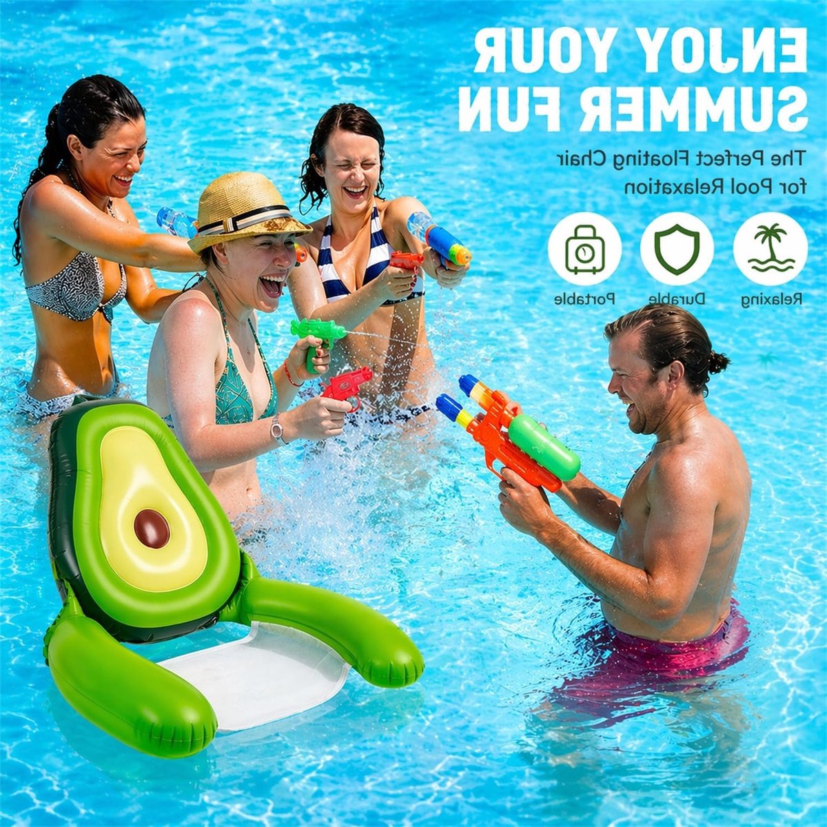 Opblaasbaar Zwemapparaat - Luchtbed met Zitting - Waterpret Zomer - Ergonomisch Lounge Ontwerp - 85 x 55 cm - Groen Bruin