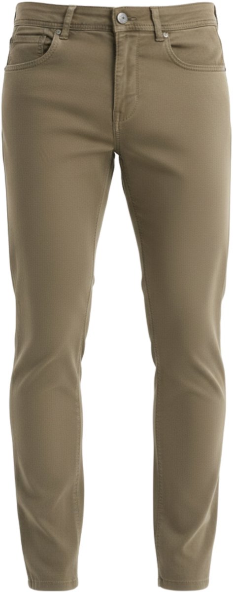 OMBRE Broek - slim fit - katoen - rits Olijfgroen S
