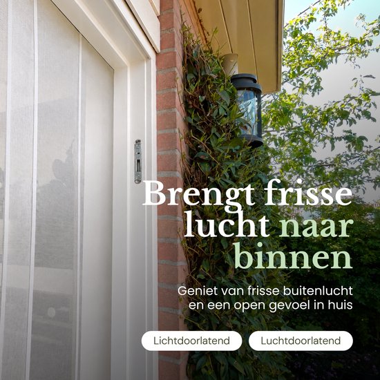 Een witte deur met een doorzichtige lamellenhor, die frisse lucht naar binnen laat. "Brengt frisse lucht naar binnen".