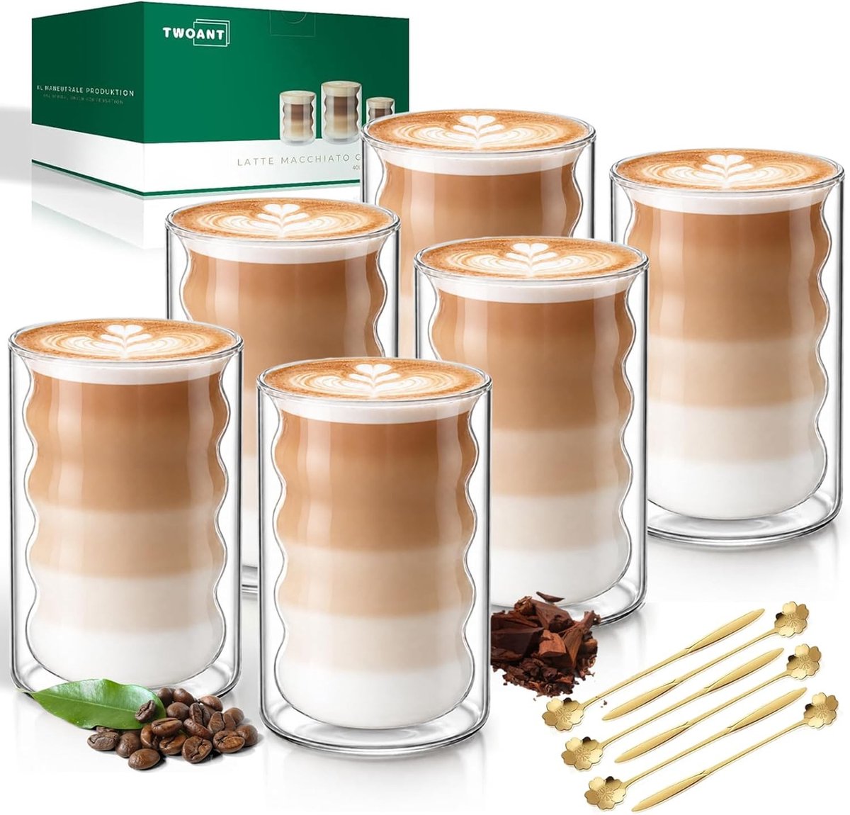 Dubbelwandige Glazen Koffiemokken - Borosilicaat - Hitze bestendig - Elegante uitstraling - Voor Koffie, Thee en Latte