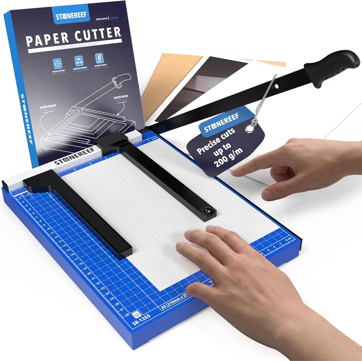 A4 Hebelsnijder Compact - Metaal - Nauwkeurig Snijden - Praktische Magneetaccessoires - Voor Kantoor, School & Knutselen