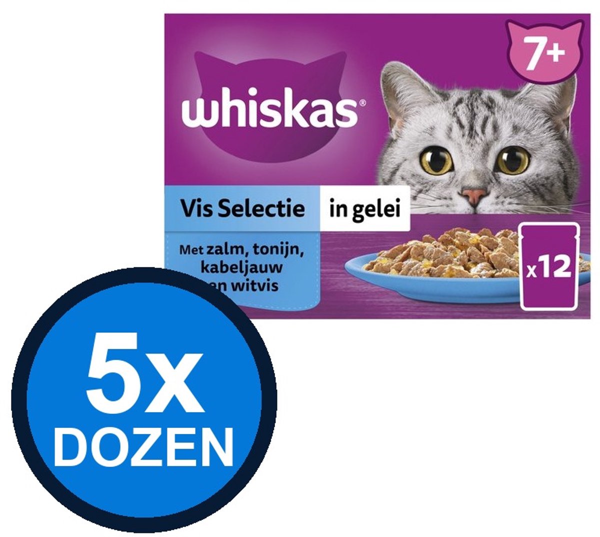 Whiskas Whiskas - 7+ Pouch Senior Gelei Vis Selectie Multipack (12x85g) - Kattenvoer Natvoer - 1.02 kg
