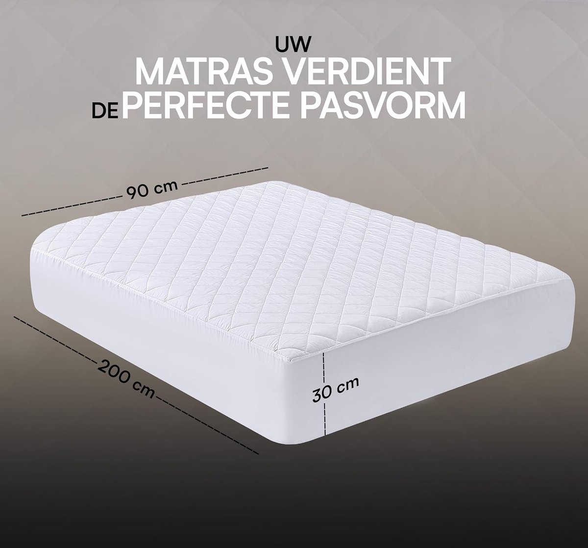 Gewatteerde Matrasbeschermer - Wit - Superzacht en Ademend - Duurzaam en Comfortabel - Voor Matrassen tot 30 cm