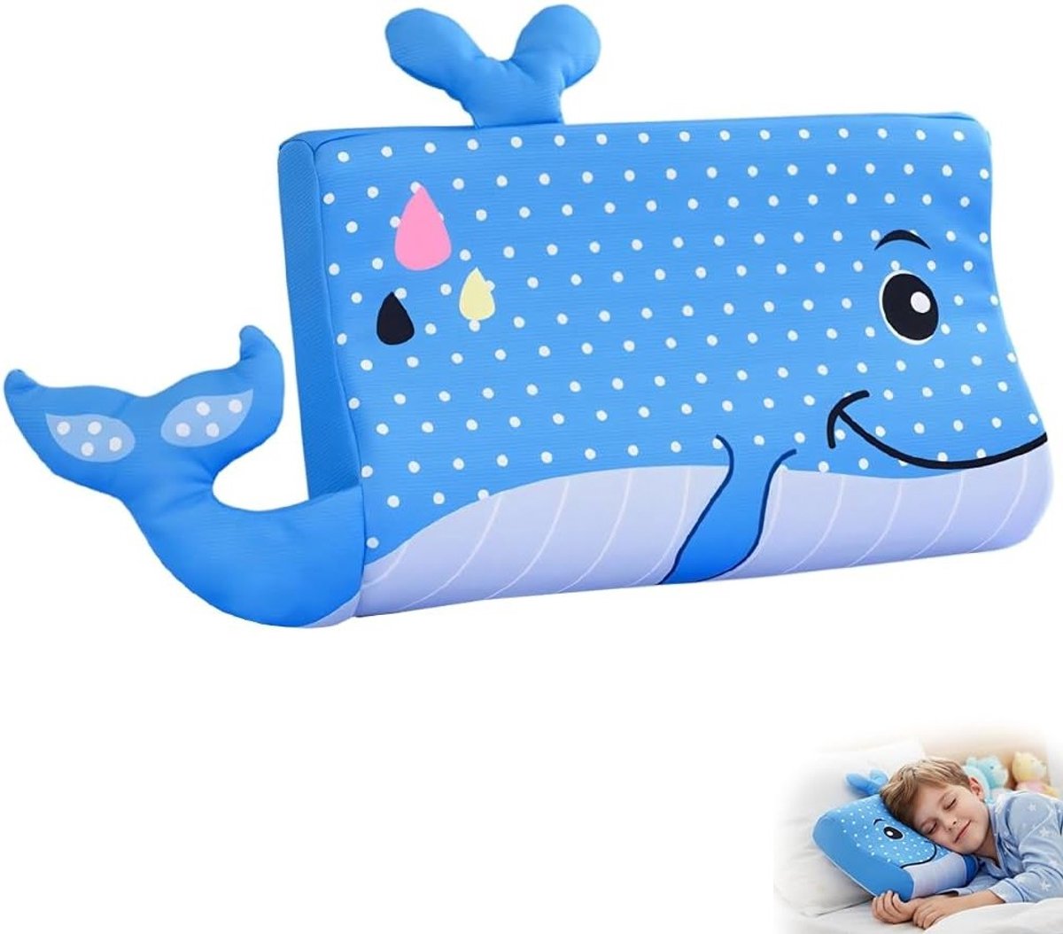 Schattig Kinderkussen met Dierenmotief, 45 x 27 x 6 cm, Ademend en Huidvriendelijk Kussen voor Betere Slaap