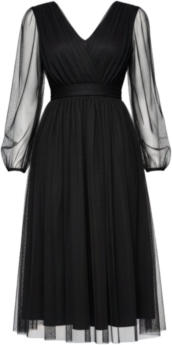 LARICA Jurk - viscose - rits - effen Zwart S