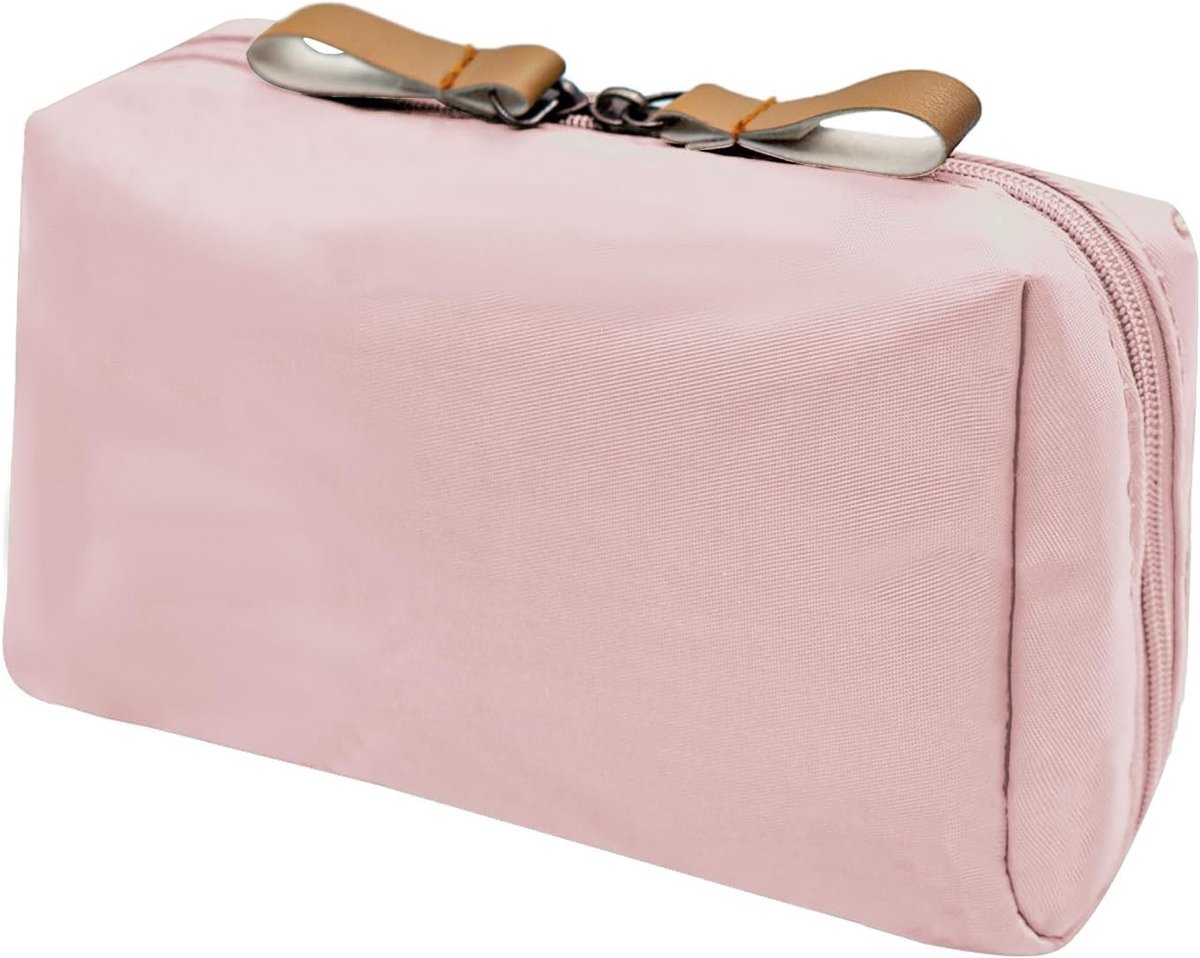 Kleine Cosmetica Tas voor Vrouwen en Meisjes - Schattige Make-up Organizer, Reis Clutch en Toilettas met Breed Opening Ontwerp, Roze Kleur, Ideaal voor Make-up en Toilettartikelen