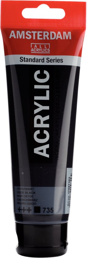 Tube de peinture acrylique Amsterdam Standard Series 120 ml, couleur Oxydzwart 735.