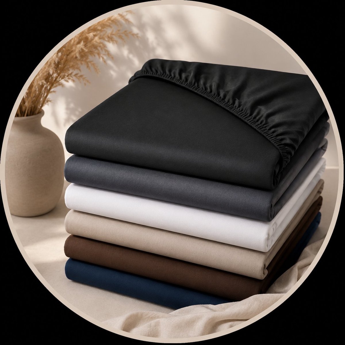 Nazik Living 2-pack Jersey Hoeslaken 200x220 cm + 40 cm Opstaand - Zwart - 100% Katoen - Geschikt tot 25 cm Matrashoogte