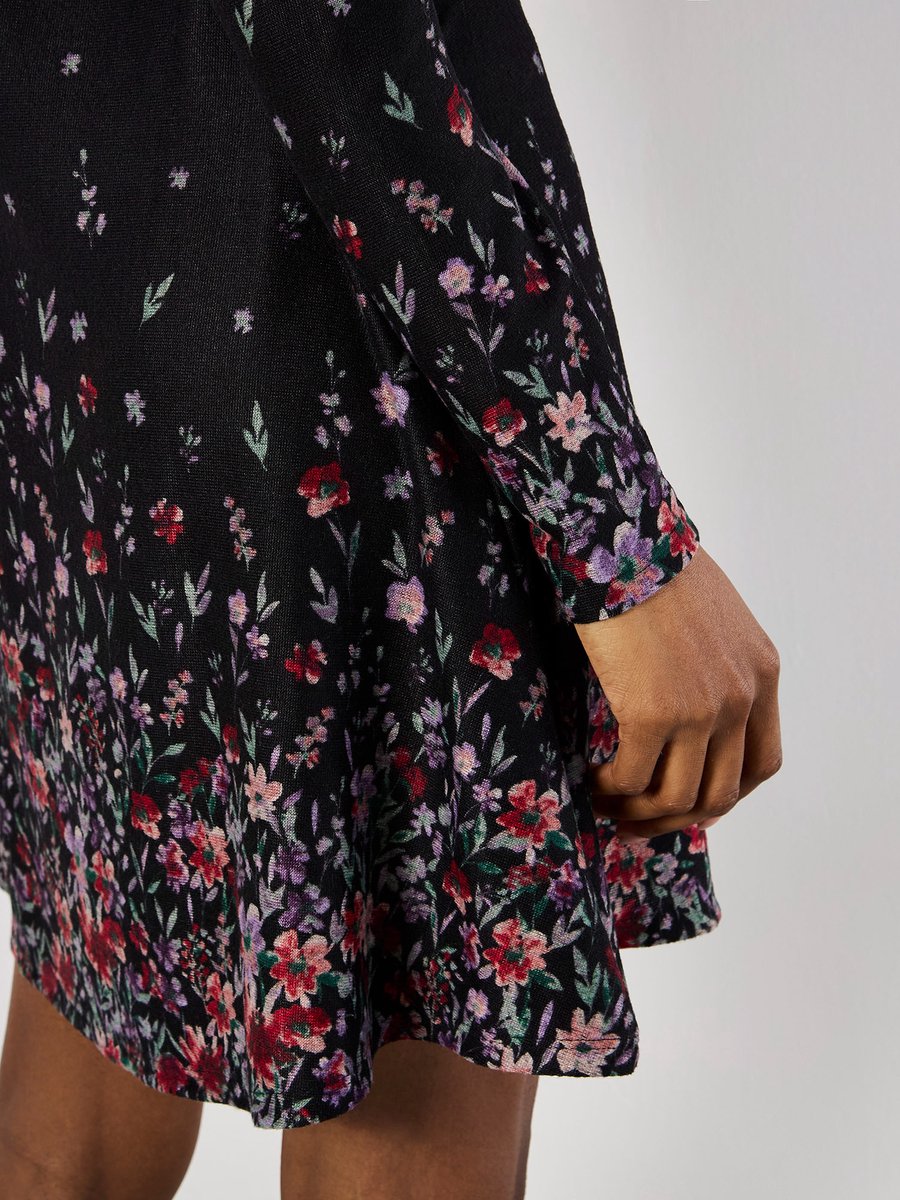 Mini-jurk van jersey met bloemenrand
