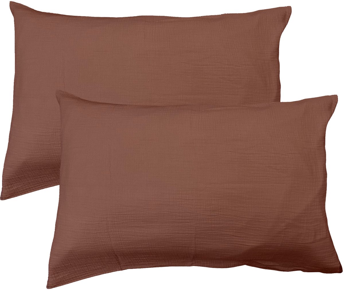 Matt & Rose Set Kussenslopen - Chocolat - (2x) 50 x 70 cm - Bruin - Mousseline Katoen