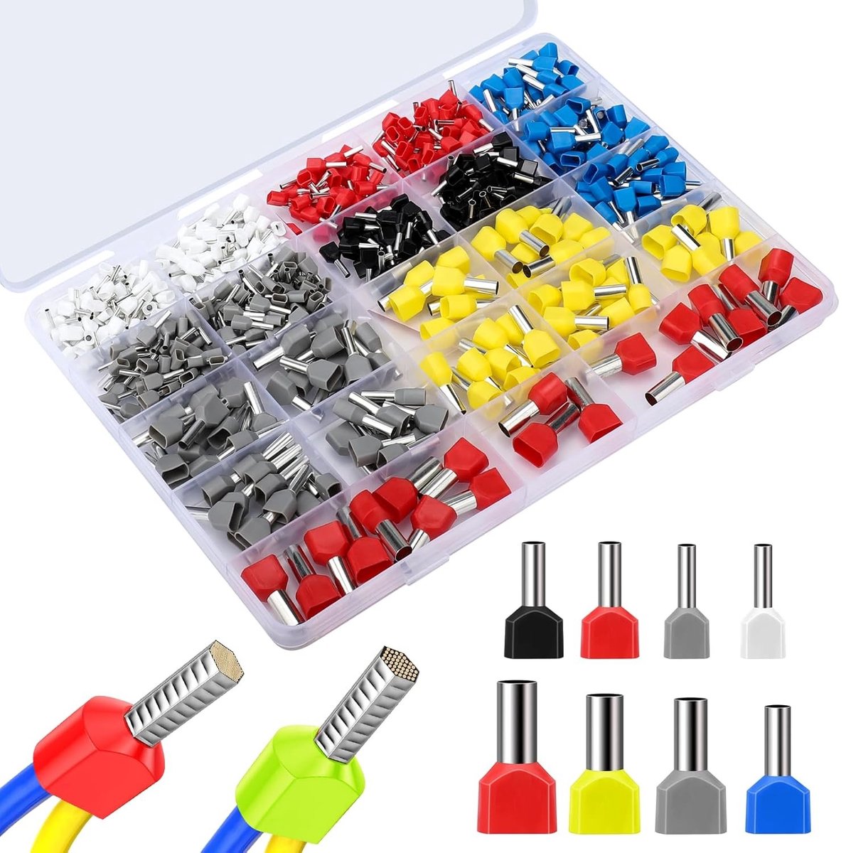 Dubbele Cord-End Ferrules Assortiment, 0.5-10 mm², 600 Stuks, Isolatie, Kabelverbinding, Diverse Typen Ferrules