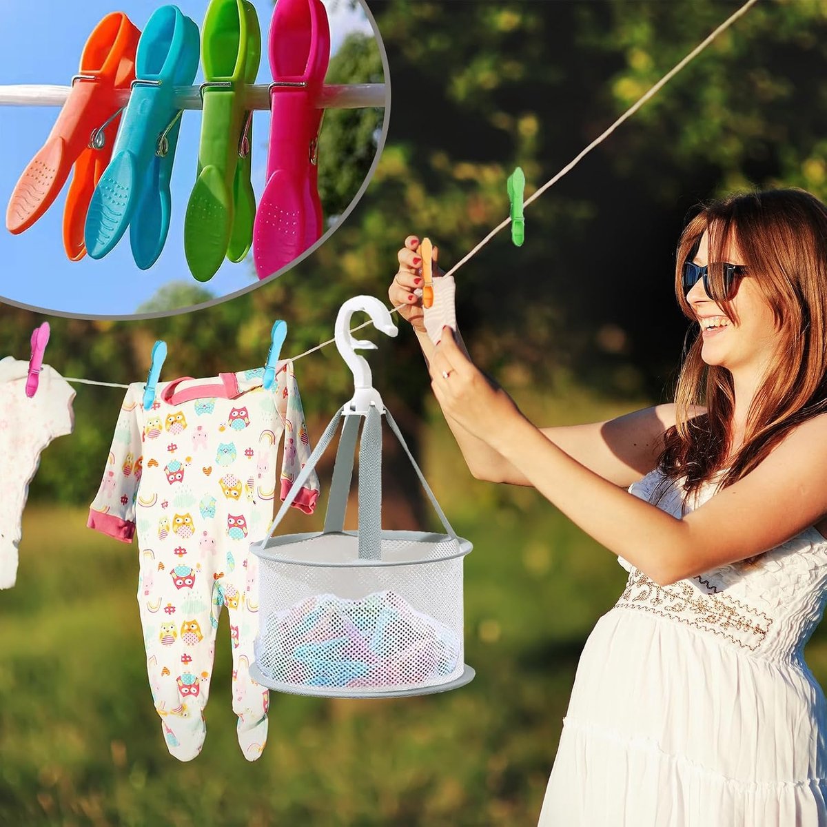 Zephyra 48 Colors Clothes Pegs with Basket, Strong Plastic Clothespins, Non-slip Clothes Pegs for Clothes, Towels and - ShopVlot
