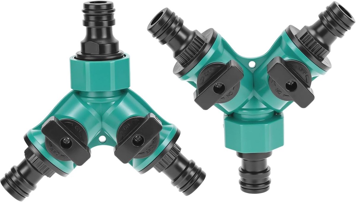Tuin slang koppeling Y-splitter - Met individuele aan/uit kranen - Voor 9-25mm diameter - Ideaal voor irrigatie - ShopVlot