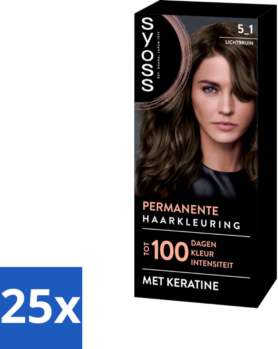25 x SYOSS - Permanent Coloration 5-1 - Haarverf - Permanente Haarkleuring - Lichtbruin - Grijsdekking - Haarkleuring - Permanente Haarkleuring - Grijsdekking - Keratine - Haarverf