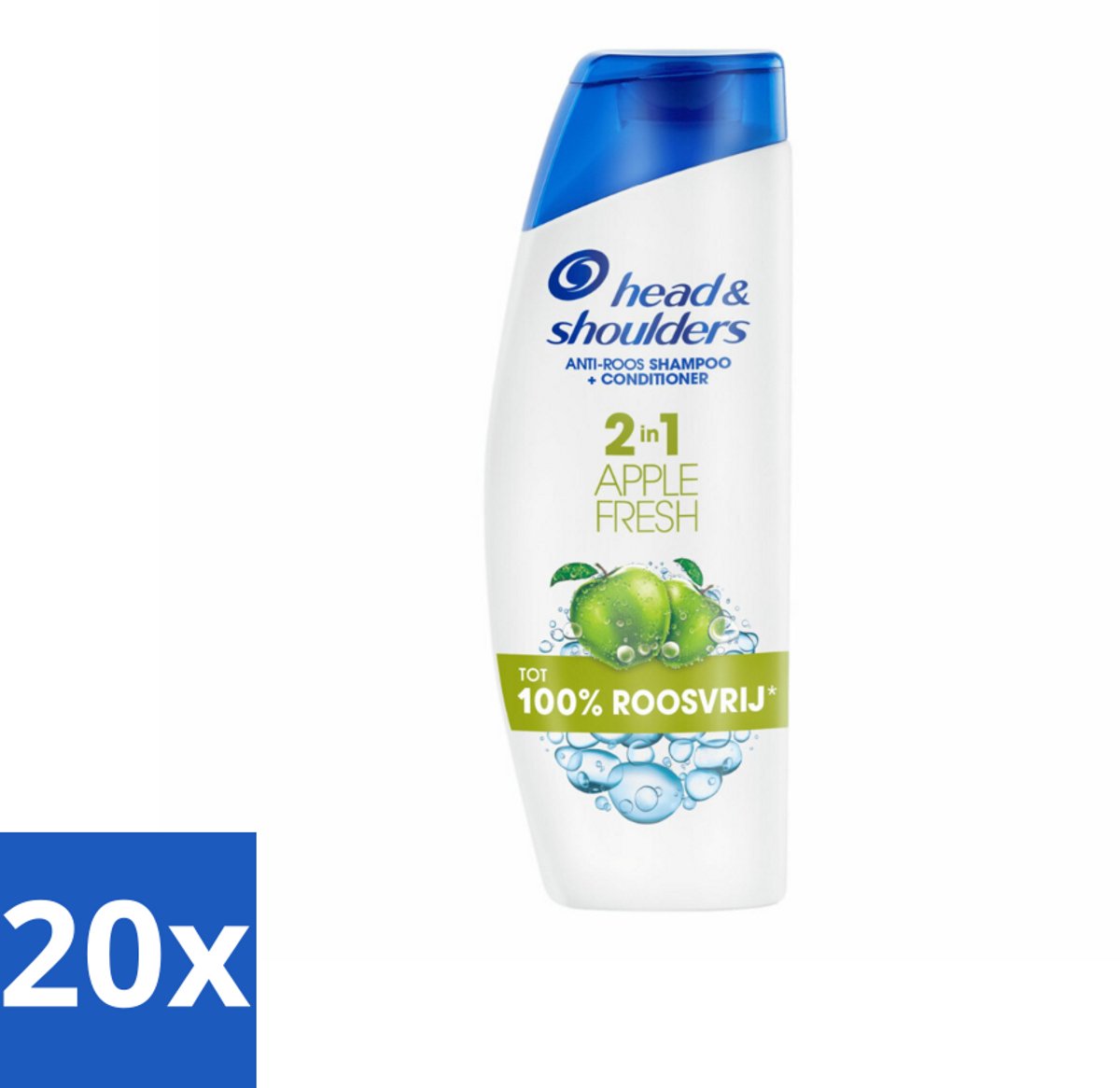 20 x Head & Shoulders - Shampoo - 2-in-1 - Apple Fresh - 100% Roosvrij - 300 ml - Anti-roos Shampoo - Hoofdoorzaak Roos - Microbioom Balans - Roosvrij Shampoo - Apple Fresh