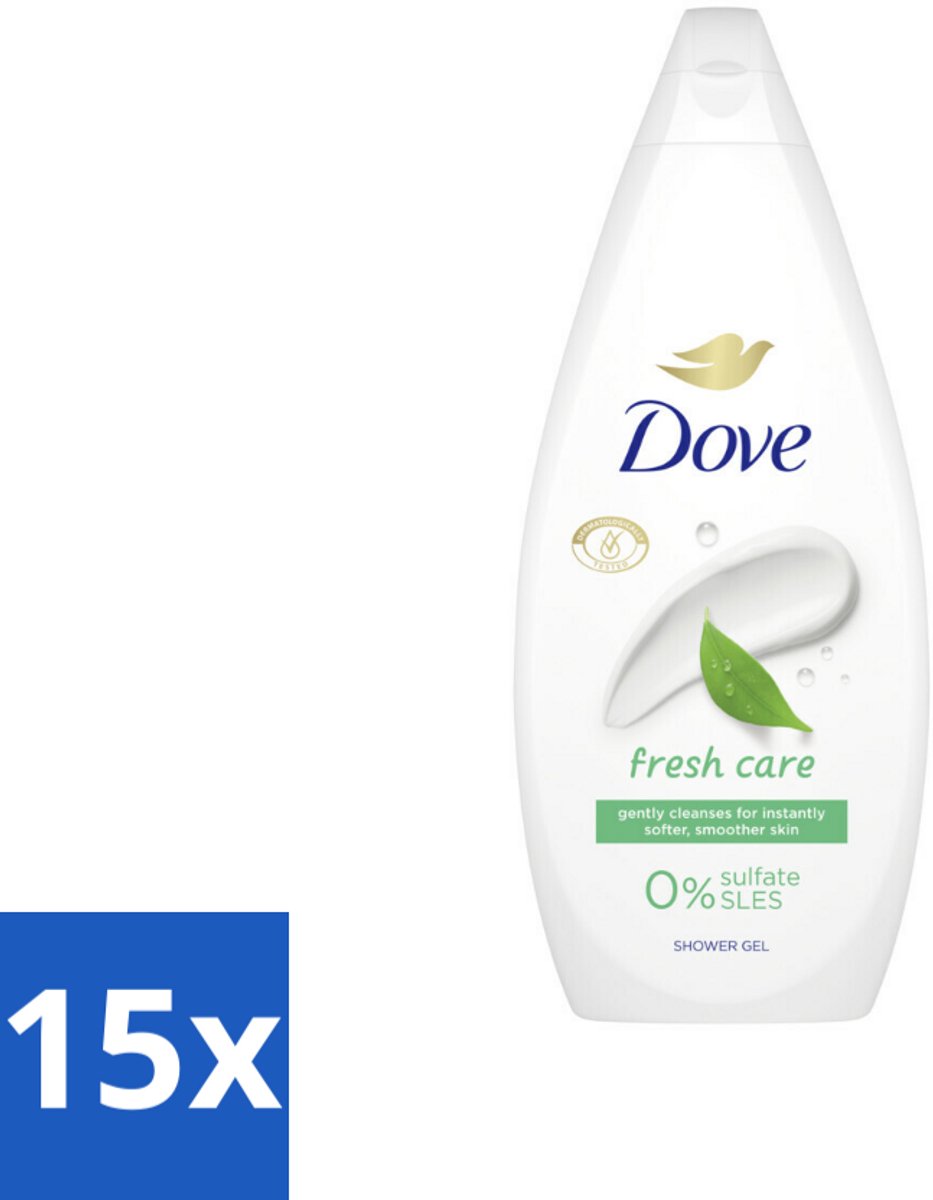 15 x Dove Douchecrème - Fresh Care - 720 ml - Douchecrème - Huidverzorging - Hydratatie - Zachte Huid - Droge Huid