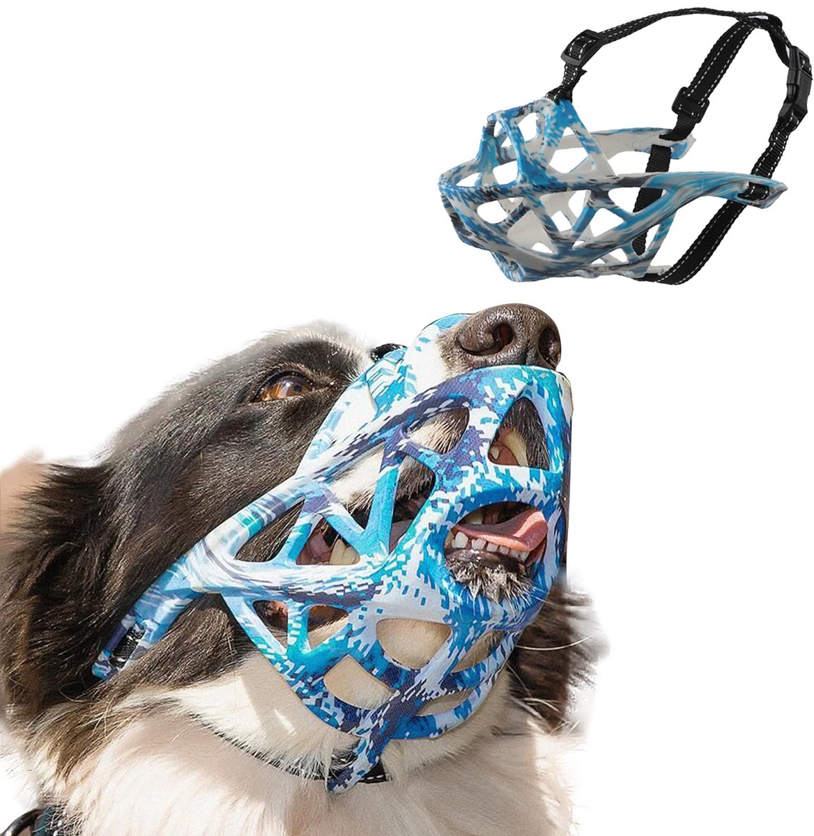 Hondenmuilkorf voor grote en middelgrote honden - verstelbaar nylon - ademend en reflecterend - ideaal voor training - ShopVlot
