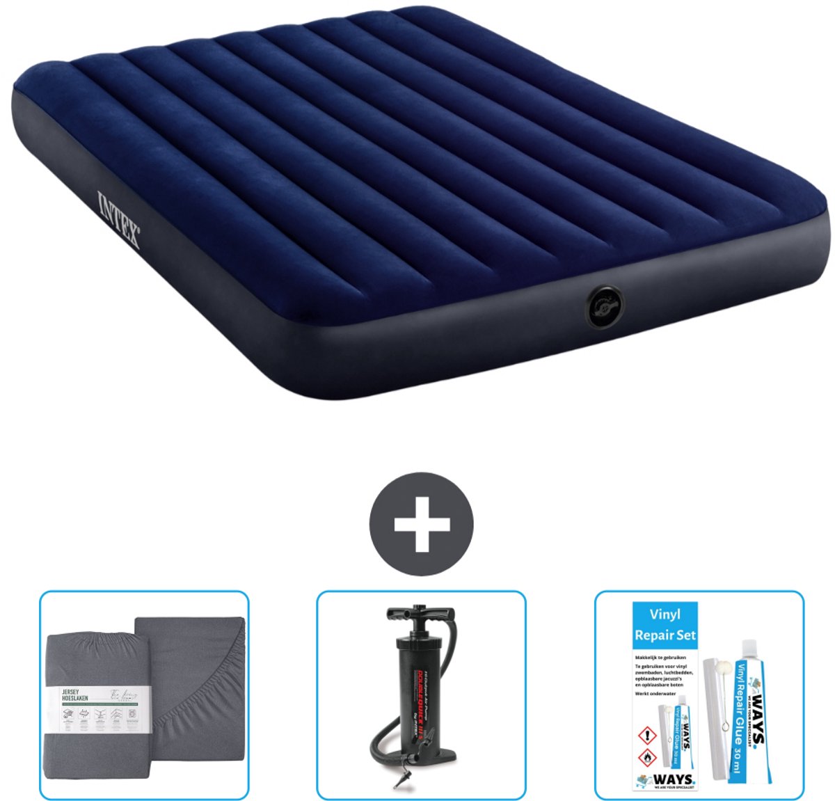 Intex Luchtbed - 2-Persoons - 152 x 203 x 25 cm cm - Blauw - Inclusief Accessoires CB11