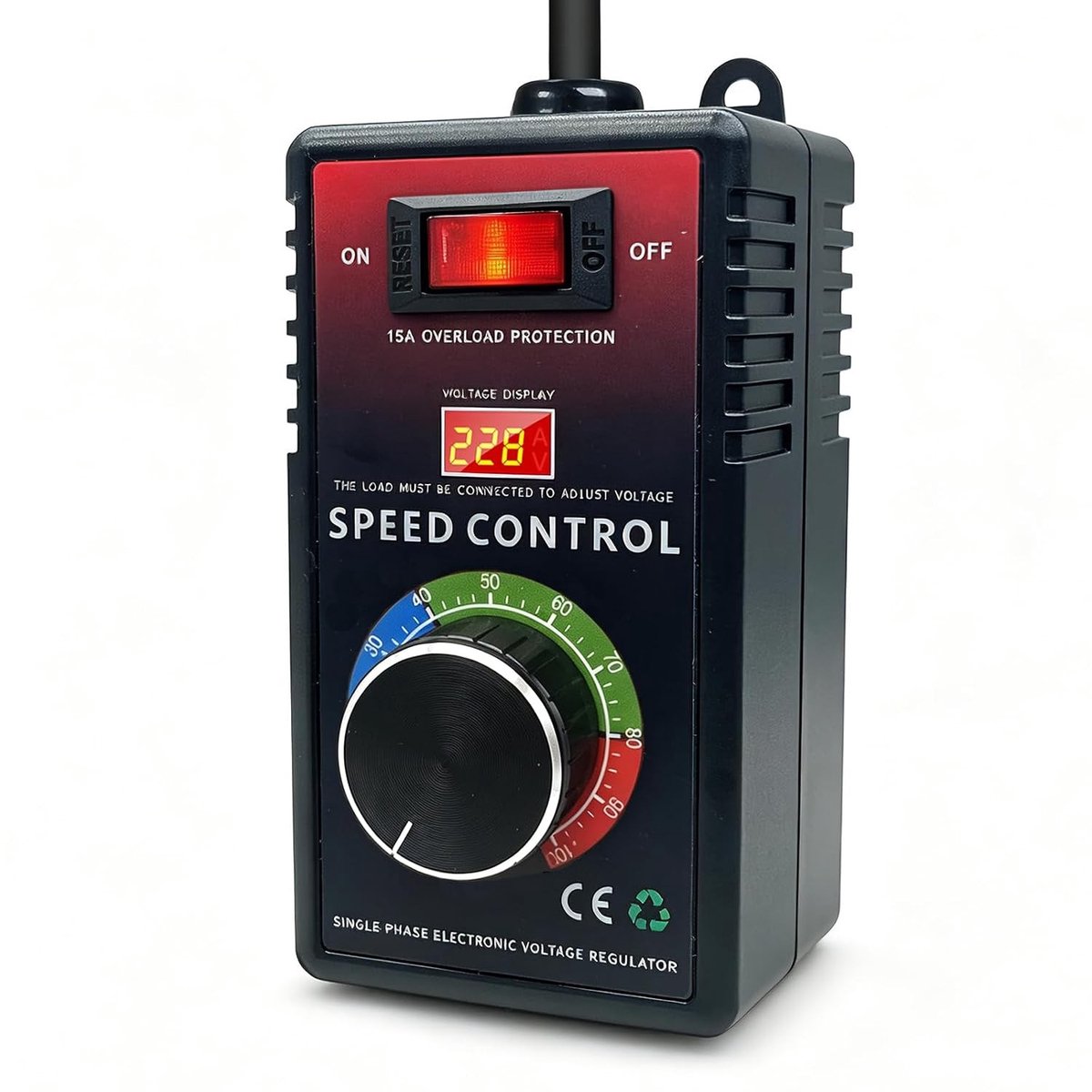 Voltage Regulator - Zwart - 220V - Spanningsregelaar voor Ventilatoren en Elektrisch Gereedschap