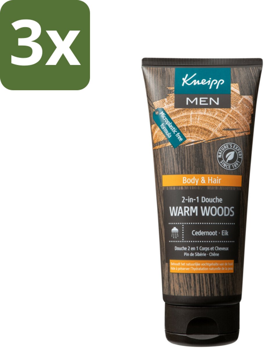 Kneipp - Douchegel - Men - Warm Woods - 2-in-1 - 200 ml - Bulkverpakking - 3 stuks