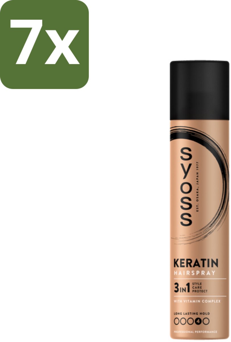 Syoss - Keratin - Haarspray - Versterkt & Fixeert - 300 ml - Bulkverpakking - 7 stuks