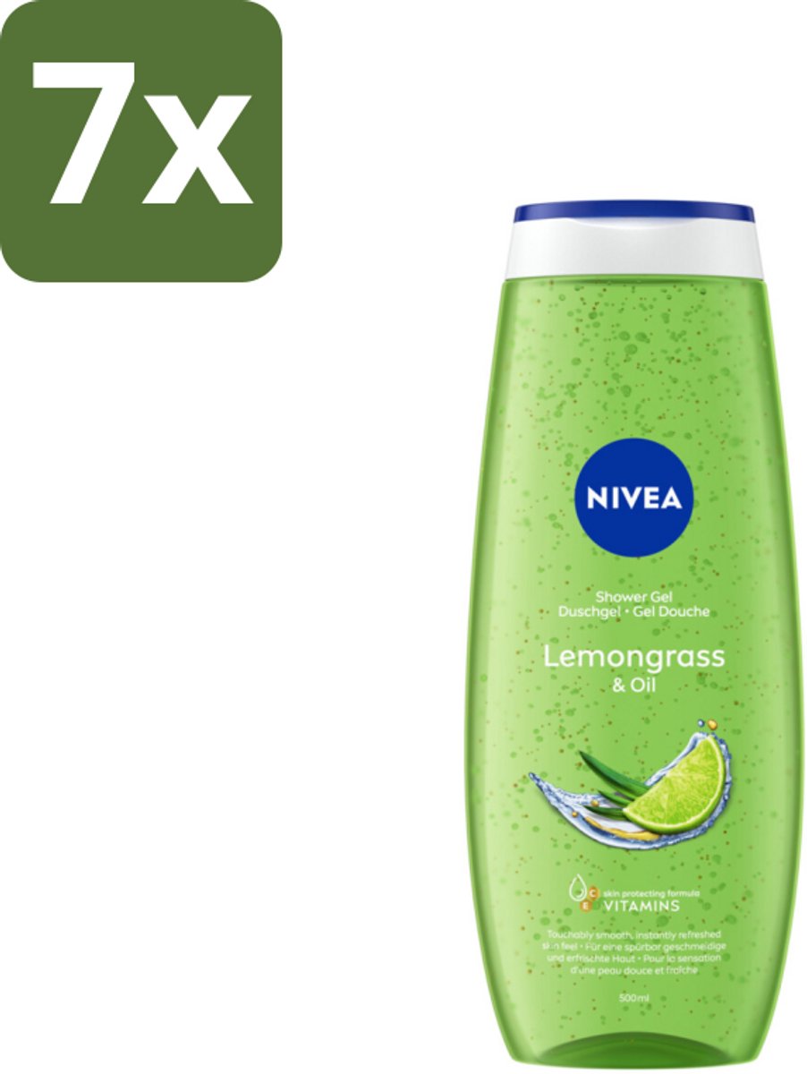 NIVEA - Douchegel - Citroengras & Olieverzorging - Glad & Verfrissend Huidgevoel - 500 ml - Bulkverpakking - 7 stuks